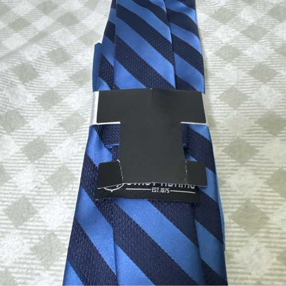 Stacy Adams Men's Tie Pocket Square Set Blue Striped Microfiber 3.25" Wide - Picture 3 of 7